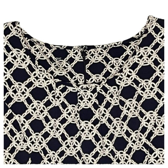 Talbots Fit & Flare Stretch Knit Dress - Navy/Ivory/Gold Knot Print - M - Picture 3 of 9